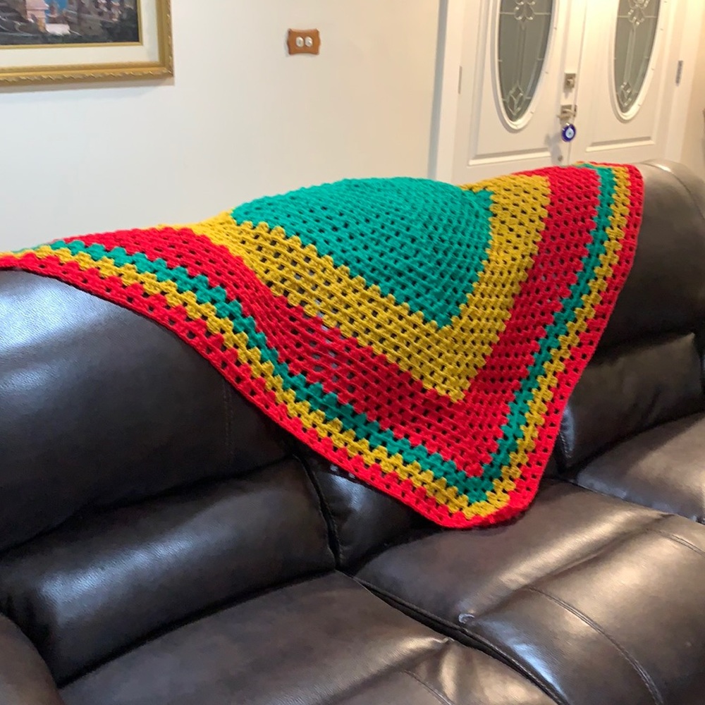 KARMA CHAMELEON hand crochet quilt/throw